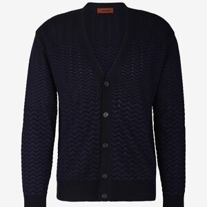 MISSONI Mens Black Button Cardigan with Elbow Patch - Size M - MSRP $795 - BNWT